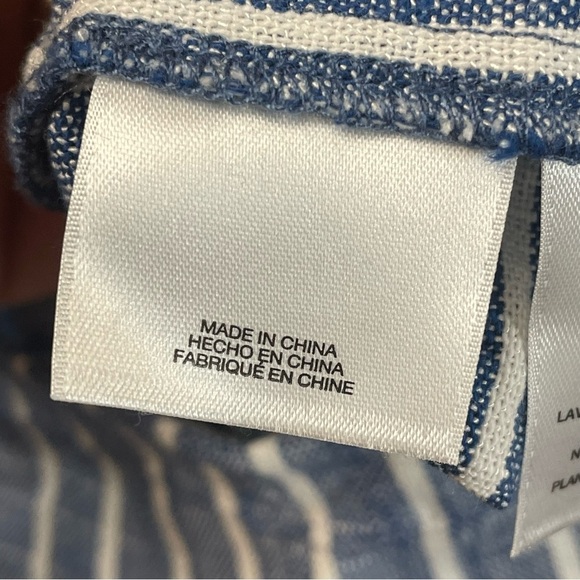 Anne Klein Shirt Dress Blue and White Stripes Cotten Blend Linen Feel - Picture 8 of 12